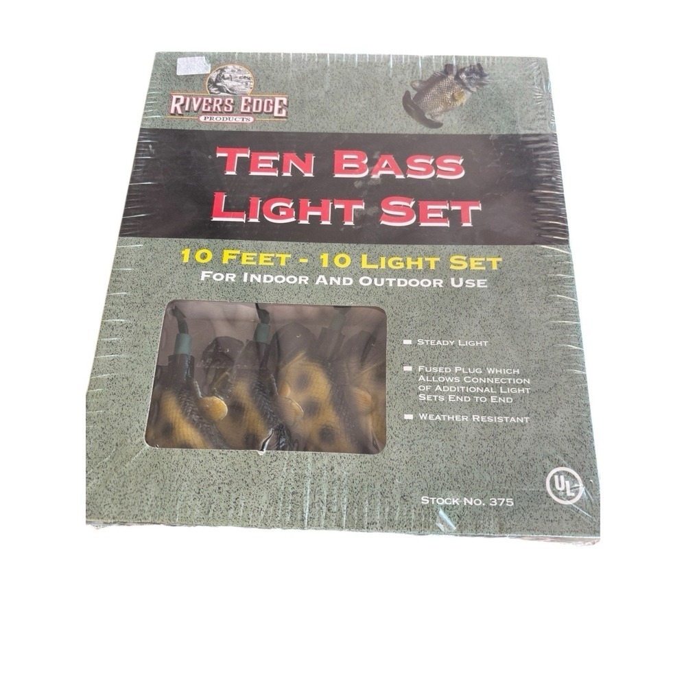 Lot Of  2 Rivers Edge Bass Fish String Light Set 10 Ft Weather Resistant - Picture 2 of 4